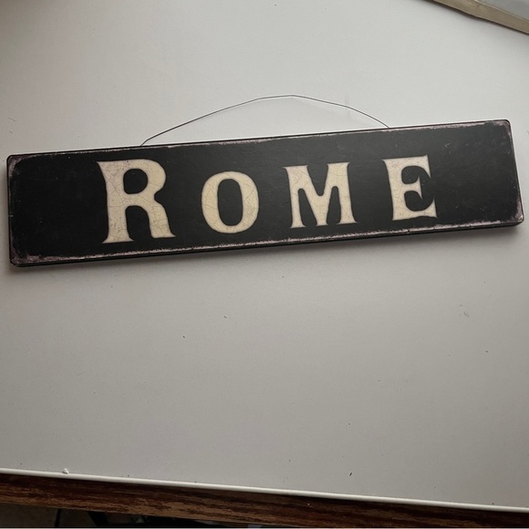 Rome Italy Hanging 4 inchx 12 inch Wooden Sign, Wall Dcor for Home and Office - Picture 2 of 6